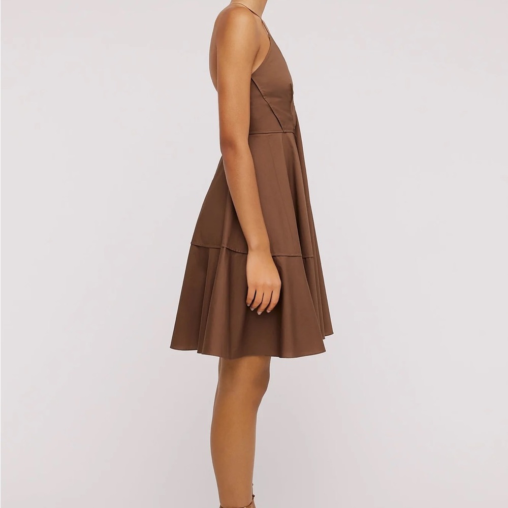 Scanlan Theodore Cocoa Parachute Shoestring Mini Dress Size US 4 - Picture 3 of 10